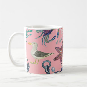 Mug Aquarelle marine Ancre Motif de poisson étoilé