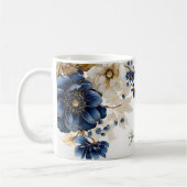 Mug Aquarelle Marine Bleu Blanc Or Floral Argent (Gauche)