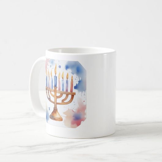 Mug Aquarelle Menorah Happy Hanoukka (Devant gauche)