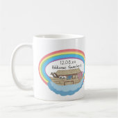 Mug Aquarelle mignonne Arche de Noé arc-en-ciel sur bl (Gauche)