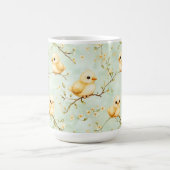 Mug Aquarelle mignonne Bébé Poussins & Fleur Vert (Centre)