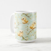 Mug Aquarelle mignonne Bébé Poussins & Fleur Vert (Devant gauche)