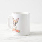 Mug Aquarelle mignonne Boston Terrier Pêche Florale (Devant gauche)