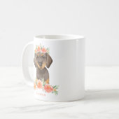 Mug Aquarelle mignonne Dachshund Peach Floral (Devant gauche)