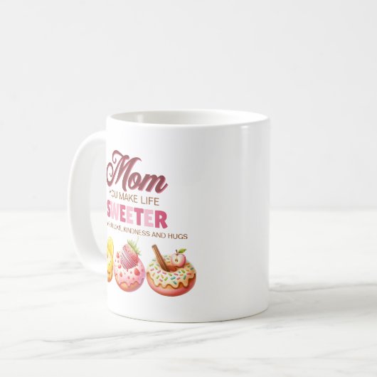 Mug Aquarelle mignonne Donut Maman Tu Rends La Vie Plu (Devant gauche)
