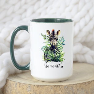 Mug Aquarelle mignonne Floral Baby Zebra Safari Animal
