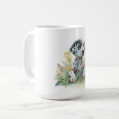 Mug Aquarelle mignonne Floral Dalmatien Chien chiot (Devant gauche)