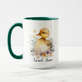 Mug Aquarelle mignonne florale canard & bébé éléphant (Gauche)