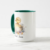 Mug Aquarelle mignonne florale canard & bébé éléphant (Devant gauche)