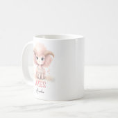 Mug Aquarelle mignonne Illustration de Aries Nom du zo (Devant gauche)