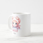 Mug Aquarelle mignonne Illustration du cancer Nom du z (Devant gauche)