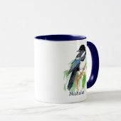 Mug Aquarelle mignonne Magpie Jardin Oiseau Nature Art (Devant droit)