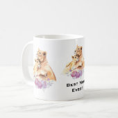 Mug Aquarelle mignonne Mère Lion & Cub (Devant gauche)