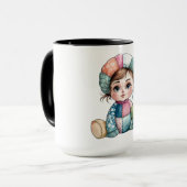 Mug Aquarelle mignonne Patchwork bébé Femme de neige (Devant gauche)