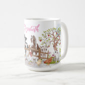 Mug Aquarelle mignonne Pays Agritourisme Animaux Café  (Devant droit)