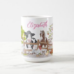 Mug Aquarelle mignonne Pays Agritourisme Animaux Café