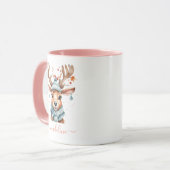 Mug Aquarelle mignonne Rennes de Noël en bois (Devant gauche)