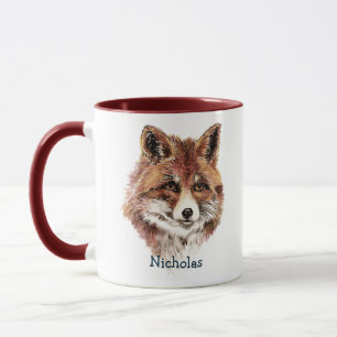Mug Aquarelle mignonne Rouge Fox Animal Nature Art