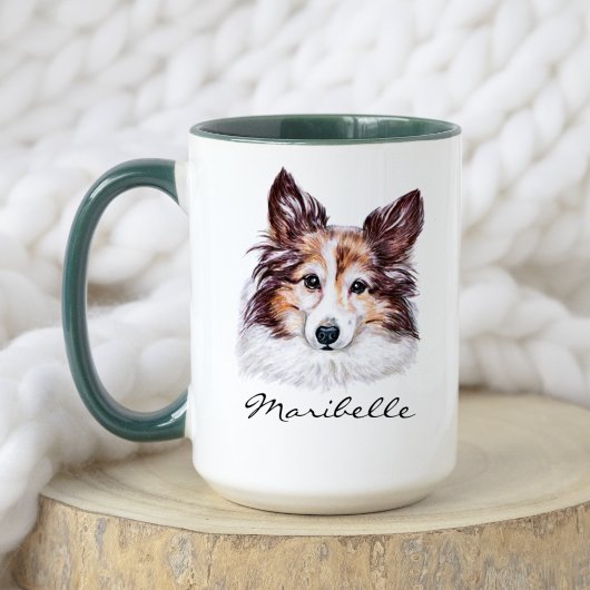 Mug Aquarelle mignonne Shetland Sheepdog Sheltie Pet