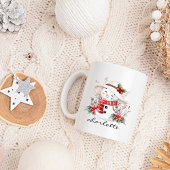 Mug Aquarelle mignonne Snowman verdure Noël