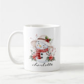 Mug Aquarelle mignonne Snowman verdure Noël (Gauche)
