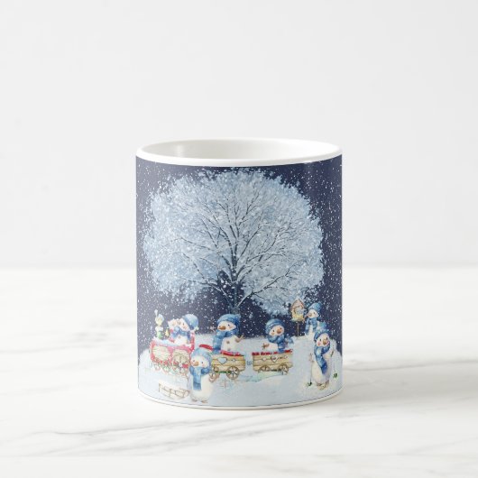 Mug Aquarelle mignonne Snowmen Festif (Centre)