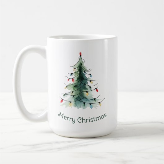 Mug Aquarelle minimaliste Arbre de Noël (Gauche)