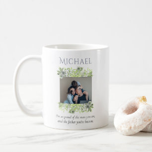 Mug Aquarelle moderne 2 photos Fête des pères mari
