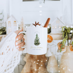 Mug Aquarelle moderne Arbre de Noël Musiques de vacanc