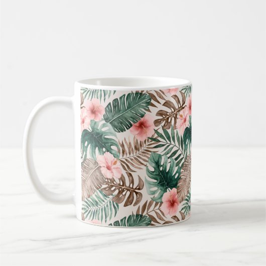 Mug Aquarelle moderne Boho Tropical Floral (Gauche)