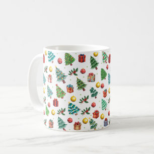 Mug Aquarelle moderne Cadeaux de Noël Arbre vert