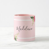 Mug Aquarelle moderne chic Fleurs rouges et roses (Centre)
