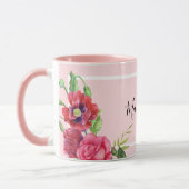 Mug Aquarelle moderne chic Fleurs rouges et roses (Gauche)