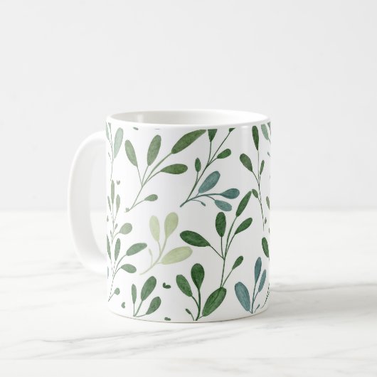 Mug Aquarelle moderne chic verdure Feuilles botaniques (Devant gauche)