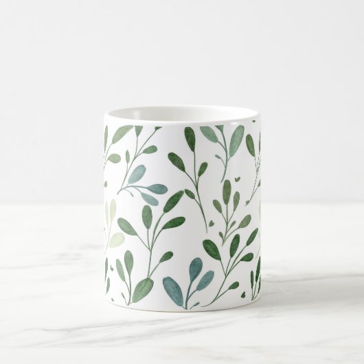 Mug Aquarelle moderne chic verdure Feuilles botaniques (Centre)