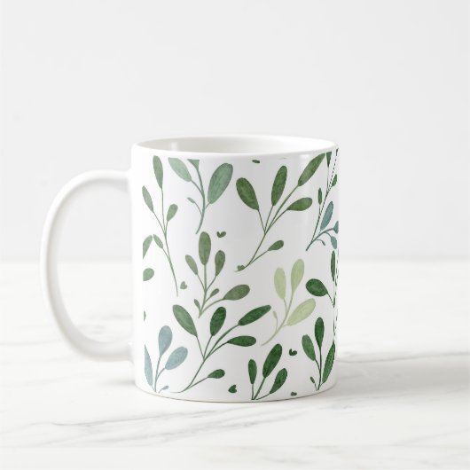 Mug Aquarelle moderne chic verdure Feuilles botaniques (Gauche)