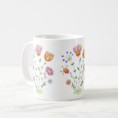 Mug Aquarelle moderne de fleurs peintes à la main (Devant gauche)