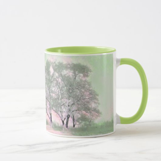 Mug Aquarelle moderne des arbres enneigés colorés (Droite)