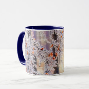 Mug Aquarelle moderne des arbres enneigés colorés