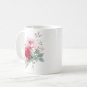 Mug Aquarelle moderne fleurs bordeaux rose (Devant gauche)