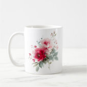 Mug Aquarelle moderne fleurs bordeaux rose (Gauche)