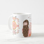Mug Aquarelle moderne Fleurs roses M Monogramme pour e (Devant gauche)