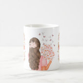 Mug Aquarelle moderne Fleurs roses M Monogramme pour e (Centre)