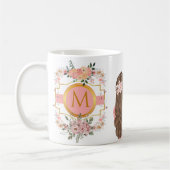 Mug Aquarelle moderne Fleurs roses M Monogramme pour e (Gauche)