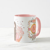 Mug Aquarelle moderne Fleurs roses M Monogramme pour e (Devant droit)