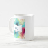 Mug Aquarelle moderne Green & Red Space Nebula (Devant gauche)