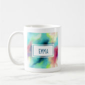 Mug Aquarelle moderne Green & Red Space Nebula (Gauche)