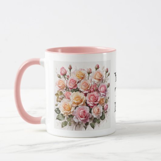 Mug Aquarelle moderne mignonne Roses roses roses Fleur (Gauche)
