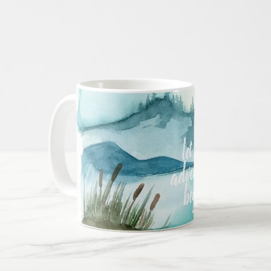 Mug Aquarelle moderne Nature Commençons l'aventure (Devant gauche)