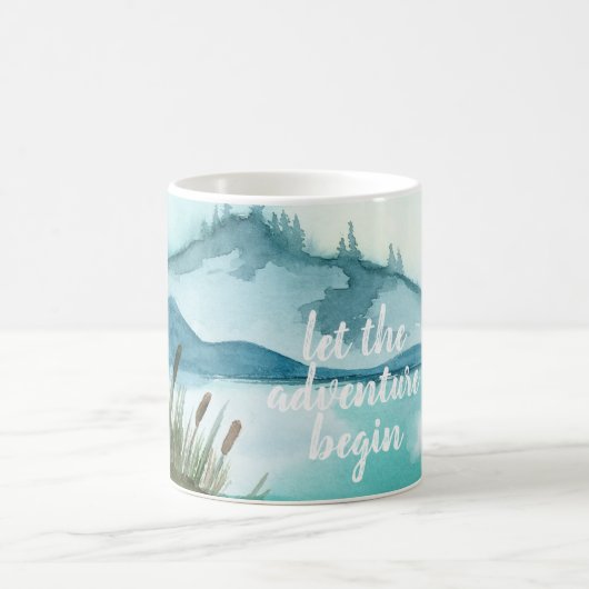 Mug Aquarelle moderne Nature Commençons l'aventure (Centre)